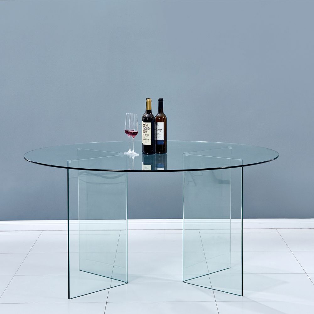 Table ronde en verre trempé transparent 137x77H cm - Acacia