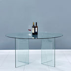 Table ronde en verre trempé transparent 137x77H cm - Acacia