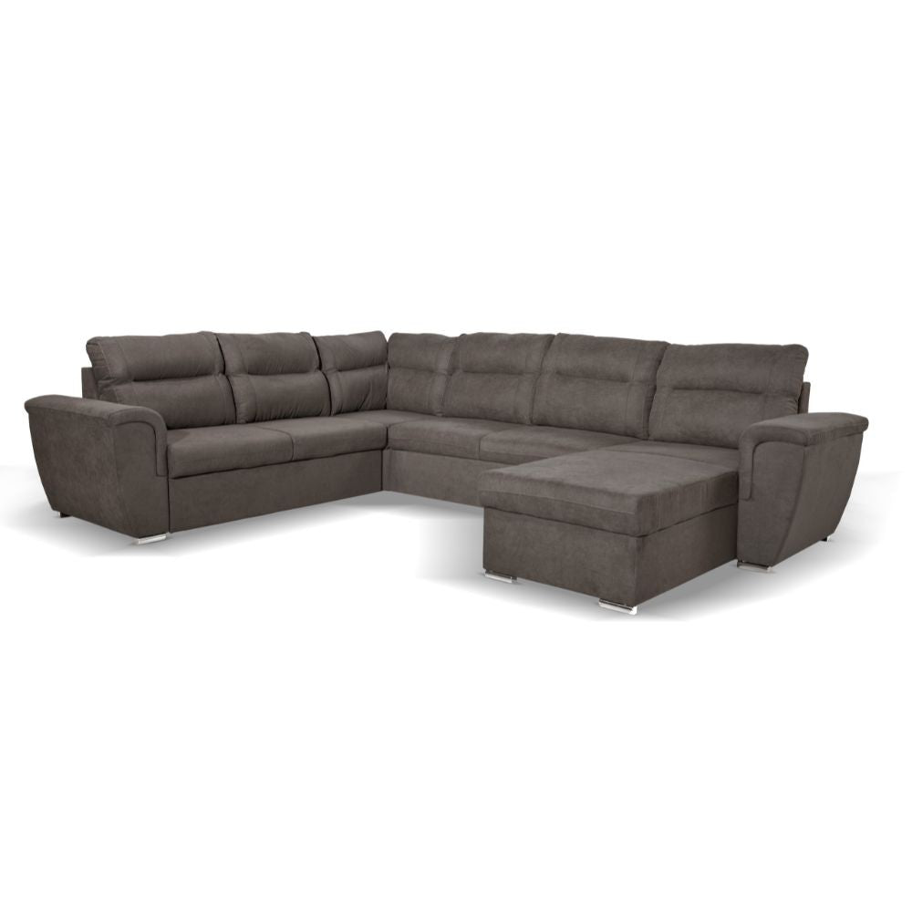 Divano angolare con letto e 2 contenitori colore khaki - Indaol