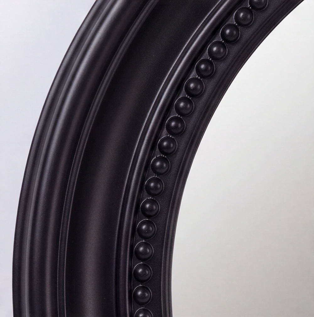 Specchio decorativo rotondo da parete 45x45 cm nero con bordo interno perlinato MR512