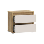 Comodino con 2 cassetti colore rovere e cashmere Neutra
