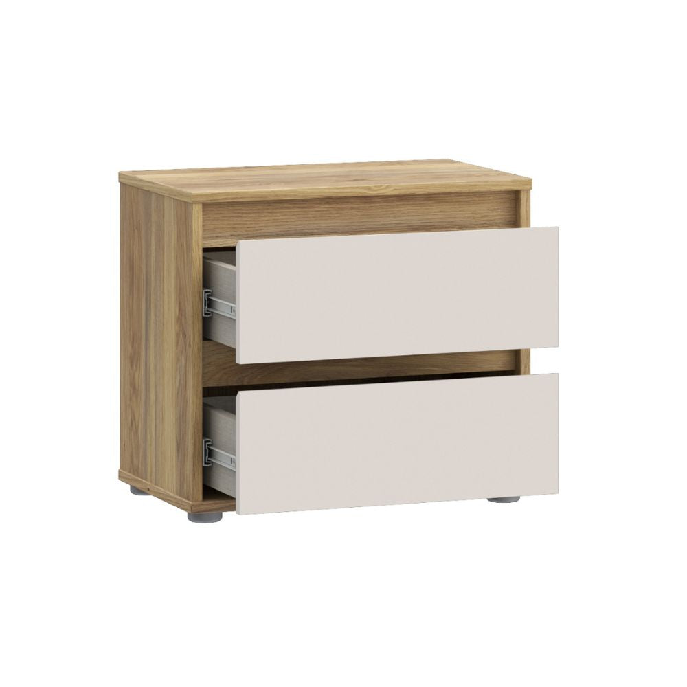 Comodino con 2 cassetti colore rovere e cashmere Neutra