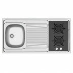Lavello reversibile 1 vasca e gocciolatoio con foro per piano cottura 30 cm inox 120x60 Indiano120