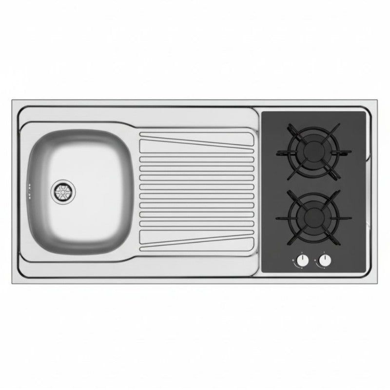 Lavello reversibile 1 vasca e gocciolatoio con foro per piano cottura 30 cm inox 120x60 Indiano120