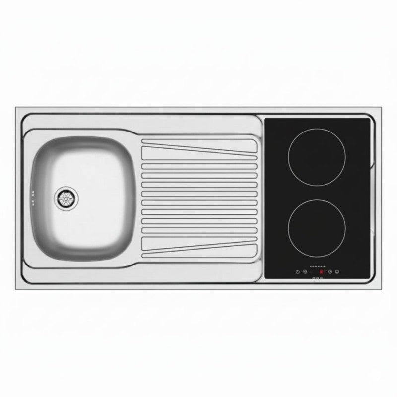 Lavello reversibile 1 vasca e gocciolatoio con foro per piano cottura 30 cm inox 120x60 Indiano120