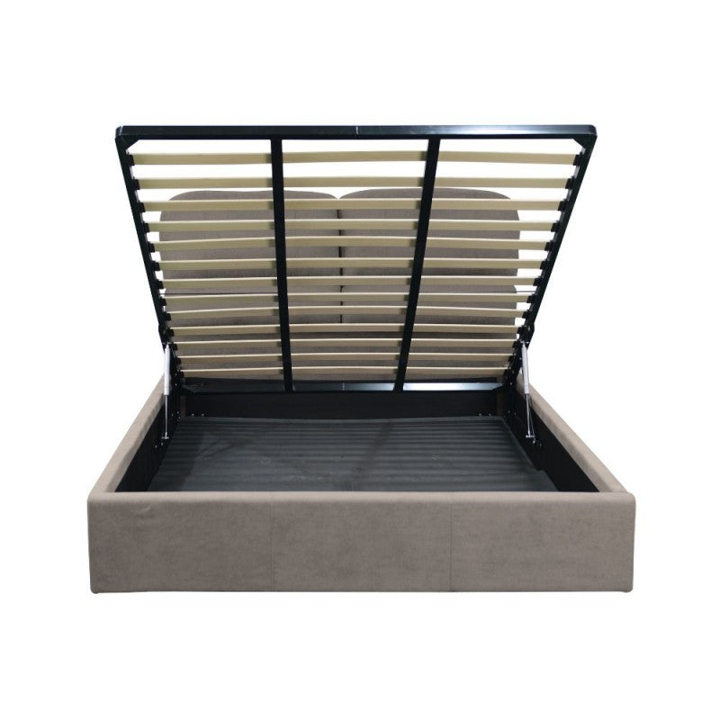 Stoffbett mit Stauraum 178x222x120H Farbe Taupe Sofaback