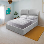 Letto contenitore una piazza e mezza in tessuto colore grigio chiaro 178x222x120H Sofaback