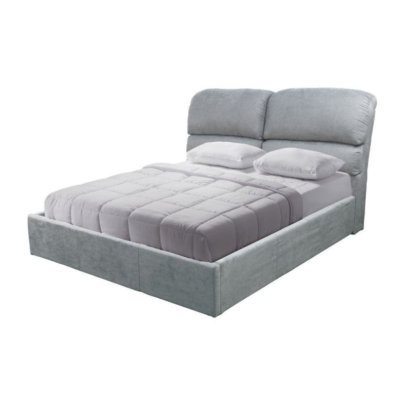 Lit coffre une place et demie en tissu coloris gris clair 178x222x120H Sofaback