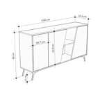 Buffet 2 portes 150x35,6x82H coloris blanc effet marbre de Carrare et gris Fiona