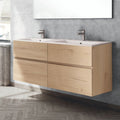 Mobile bagno sospeso doppio lavabo 4 cassetti 140x45x59H colore rovere Londres