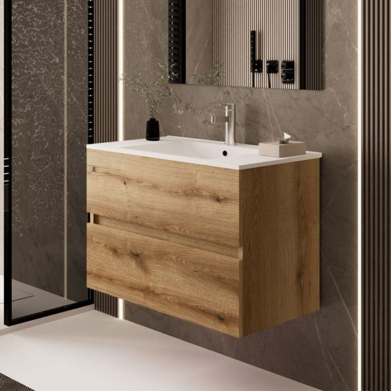Mobile bagno sospeso 80x44.6x52H colore rovere quercia Sevilla