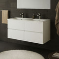 Mobile bagno sospeso doppio lavabo 120x44.6x52H colore bianco Sevilla