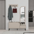 Mobile ingresso con scarpiera specchio e ganci appendiabiti colore cashmere Mila
