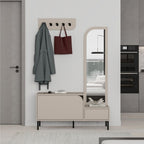 Mobile ingresso con scarpiera specchio e ganci appendiabiti colore cashmere Mila
