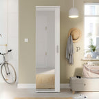 Mobile multiuso scarpiera colore bianco con anta a specchio 50x35x179 Olimpia
