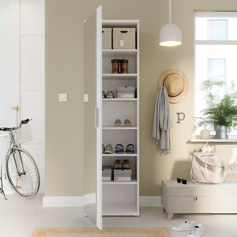 Mobile multiuso scarpiera colore bianco con anta a specchio 50x35x179 Olimpia