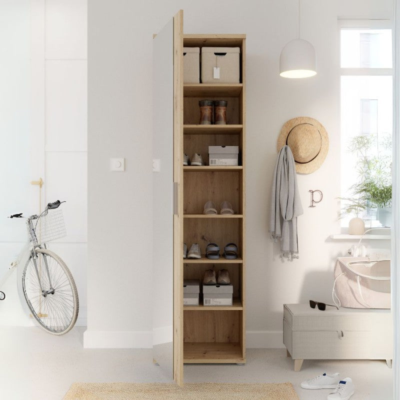 Mobile multiuso scarpiera colore rovere con anta a specchio 50x35x179 Olimpia