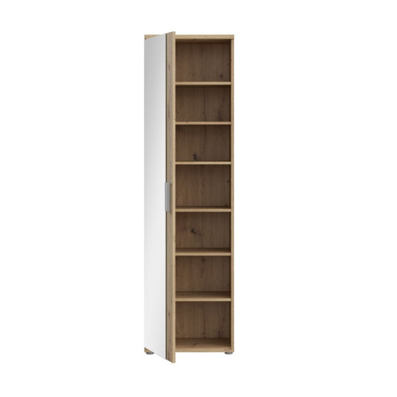 Meuble à chaussures polyvalent couleur chêne avec porte miroir 50x35x179 Olimpia