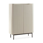 Buffet haut 2 portes effet cannage coloris crème 100x40x140H Willa18929