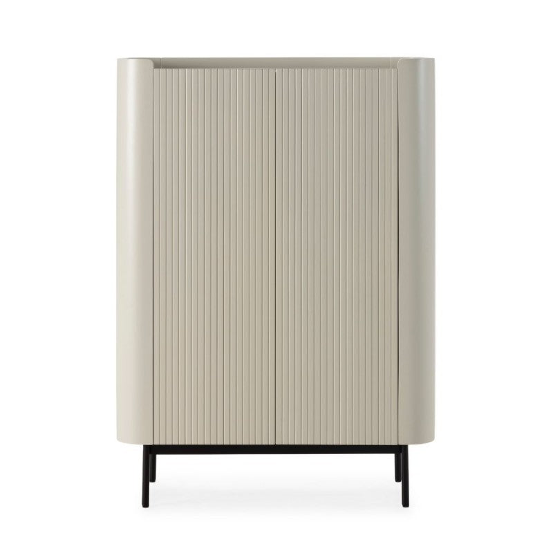 Buffet haut 2 portes effet cannage coloris crème 100x40x140H Willa18929