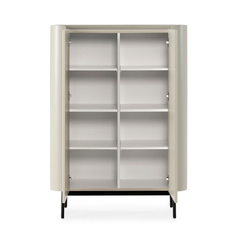 Buffet haut 2 portes effet cannage coloris crème 100x40x140H Willa18929