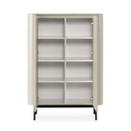 Buffet haut 2 portes effet cannage coloris crème 100x40x140H Willa18929