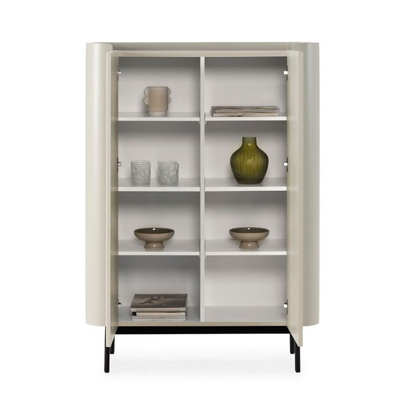 Buffet haut 2 portes effet cannage coloris crème 100x40x140H Willa18929