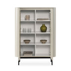 Buffet haut 2 portes effet cannage coloris crème 100x40x140H Willa18929