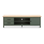 Mobile porta Tv in legno massiccio con 1 anta 2 cassetti colore verde e pino Miranda 158x40x47H