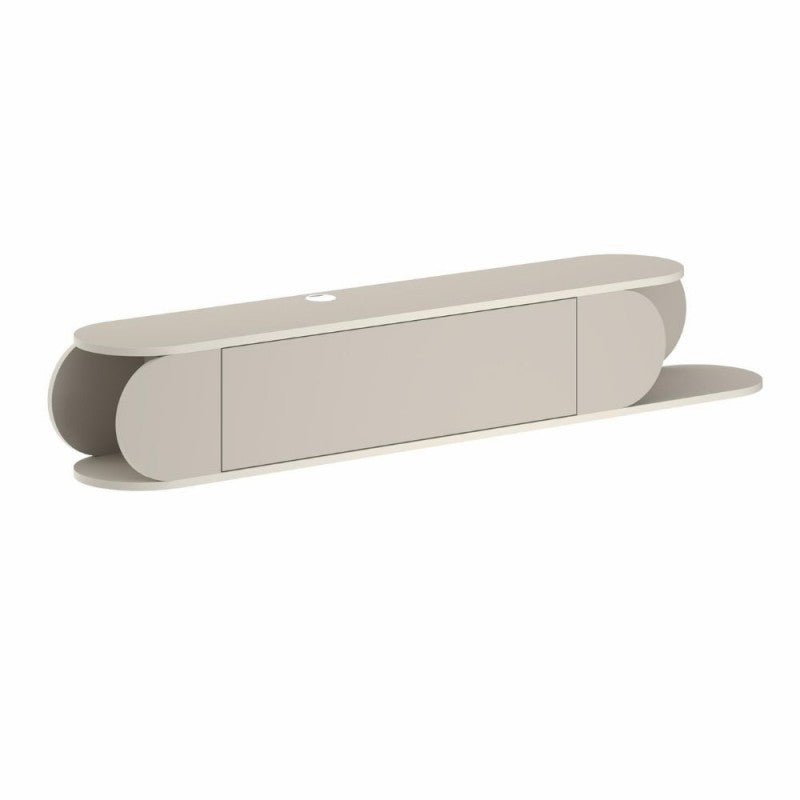 Mobile porta Tv sospeso con anta a ribalta e vano a giorno colore cashmere Tone