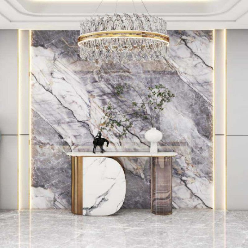 Pannello decorativo effetto marmo arabesque grigio lucido 122x300 PANGH171A