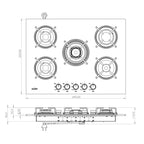 Table de cuisson en verre blanc 5 feux Minerva70 Samet