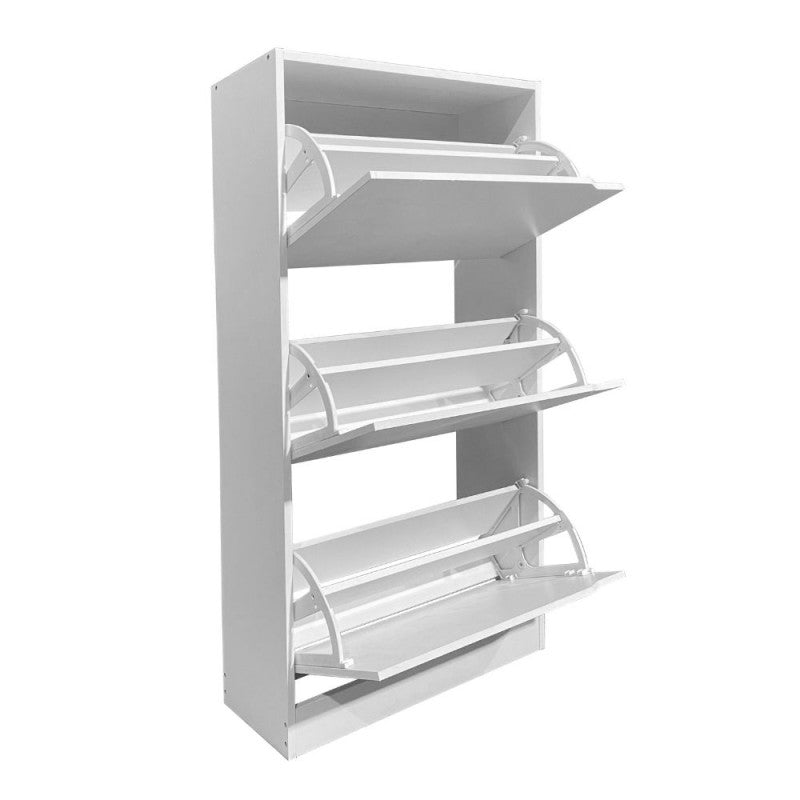 Scarpiera 3 ante a ribalta doppio vano 63x24x115H colore bianco Manolo