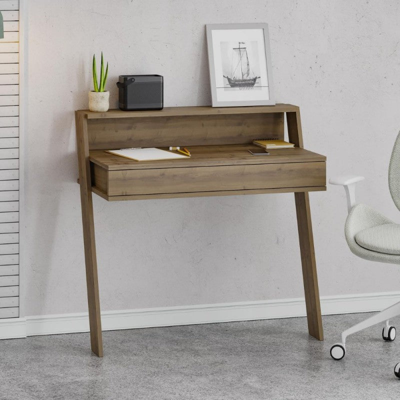 Scrivania da parete con cassetto 94 cm colore noce Cowork