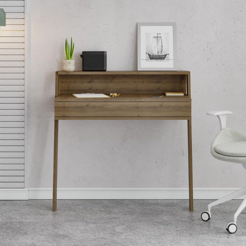 Scrivania da parete con cassetto 94 cm colore noce Cowork