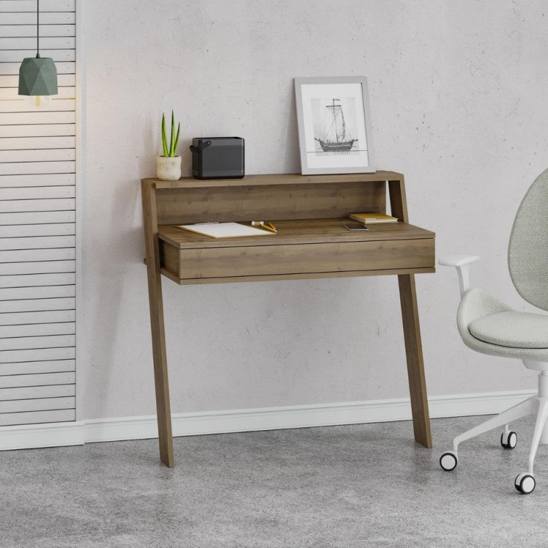 Scrivania da parete con cassetto 94 cm colore noce Cowork
