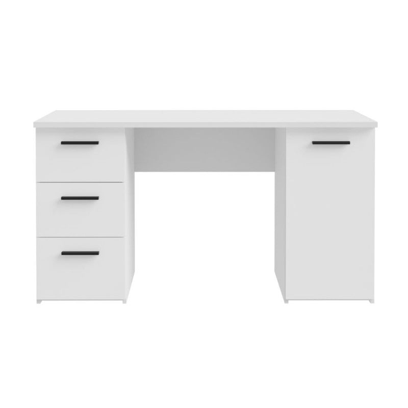 Scrivania con 3 cassetti e un’anta 138x60x75 colore bianco Domitilla