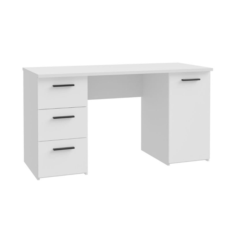 Scrivania con 3 cassetti e un’anta 138x60x75 colore bianco Domitilla