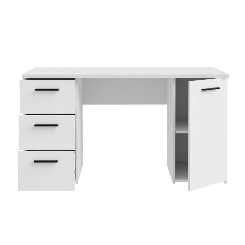 Scrivania con 3 cassetti e un’anta 138x60x75 colore bianco Domitilla