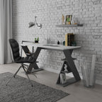 Scrivania con gambe a X e ripiani integrati 137x60x75 colore bianco e antracite Papillon