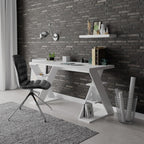 Scrivania con gambe a X e ripiani integrati 137x60x75 colore bianco Papillon
