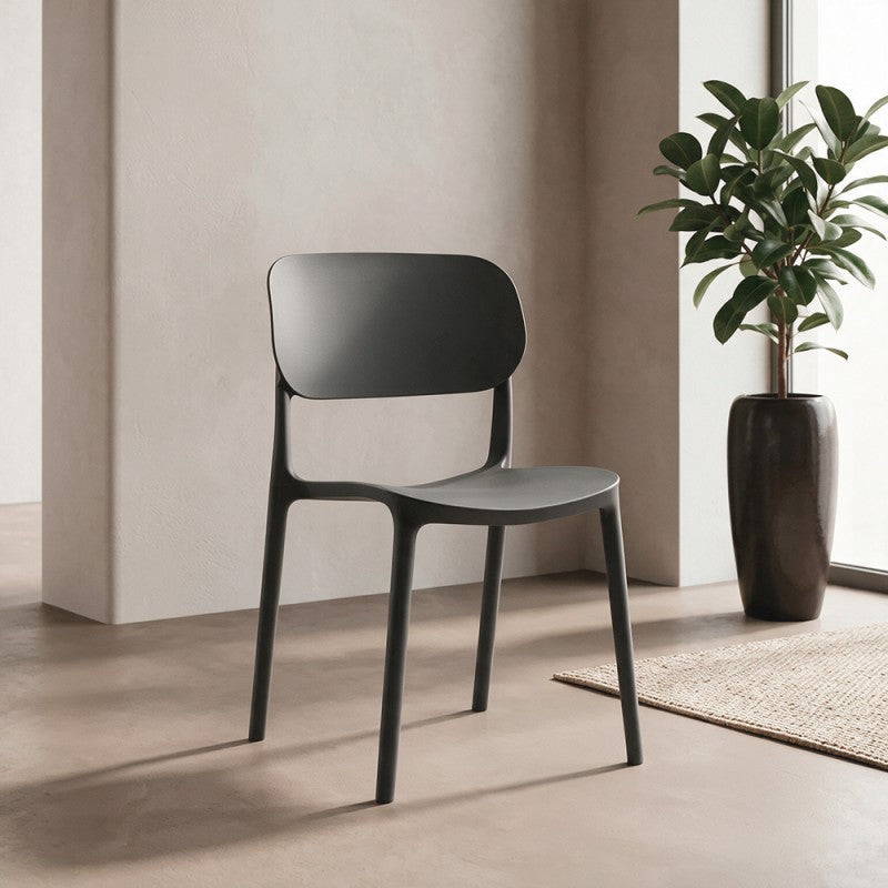 Set 4 sedia in polipropilene impilabili colore grigio scuro Loop
