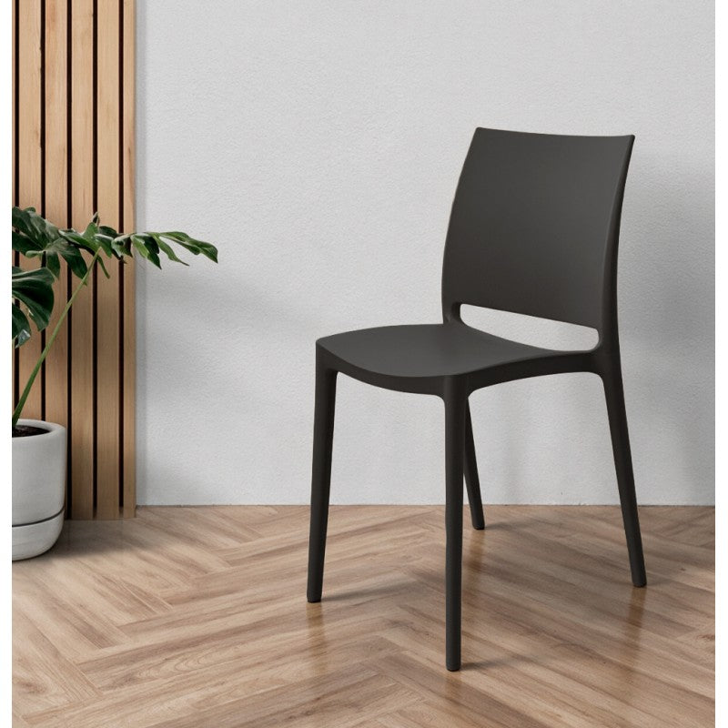 Set 4 sedia in polipropilene impilabili colore grigio scuro Sfera