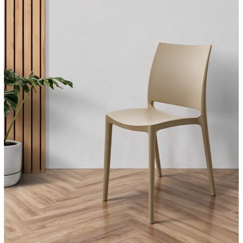 Set 4 sedia in polipropilene impilabili colore cashmere Sfera