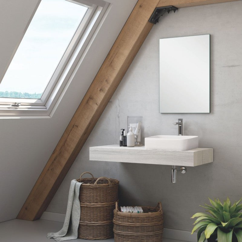 Mobile bagno sospeso con lavabo da appoggio grigio ghiaccio 120x45x12H Ely