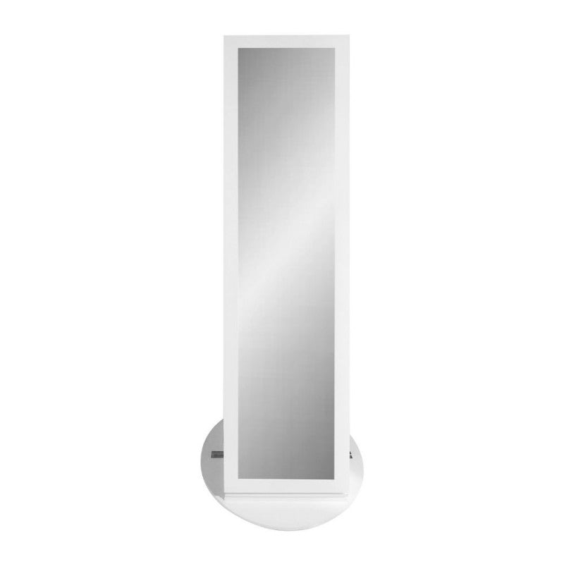 Miroir-coffret à bijoux avec base pivotante et lumière LED 55x55x155H couleur blanc Gulli