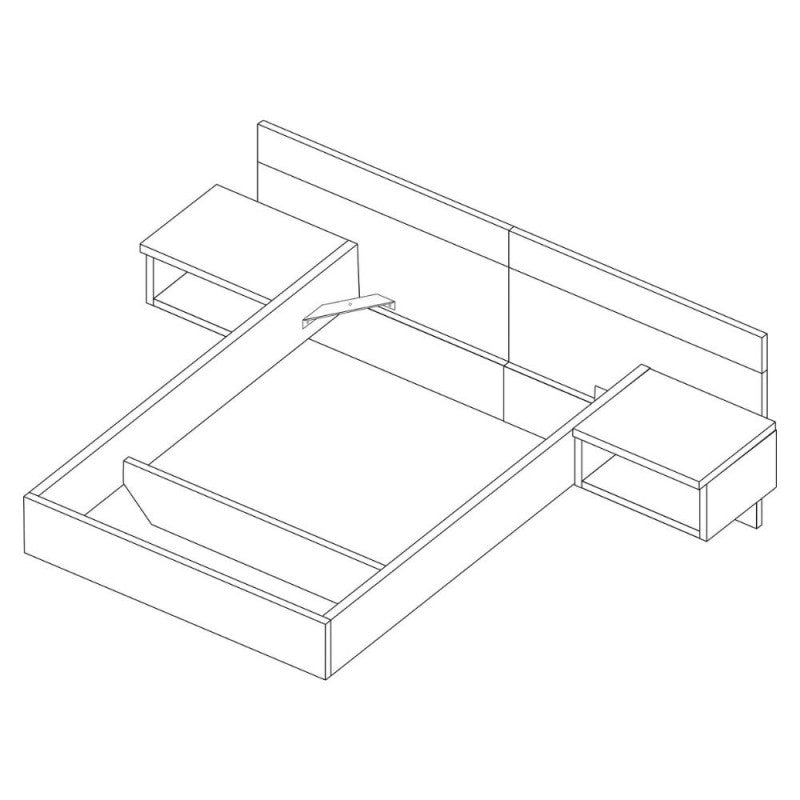 Lit français suspendu 1514 avec tables de chevet intégrées couleur blanc et anthracite