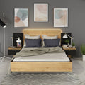 Letto francese 1514 sospeso con comodini integrati colore rovere e nero