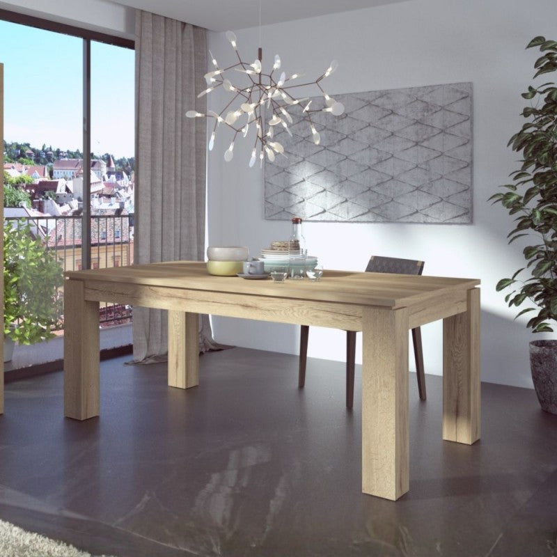 Table extensible 1475 avec rallonge centrale couleur chêne 190x90x76H