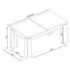 Table extensible 1475 avec rallonge centrale couleur noyer 190x90x76H